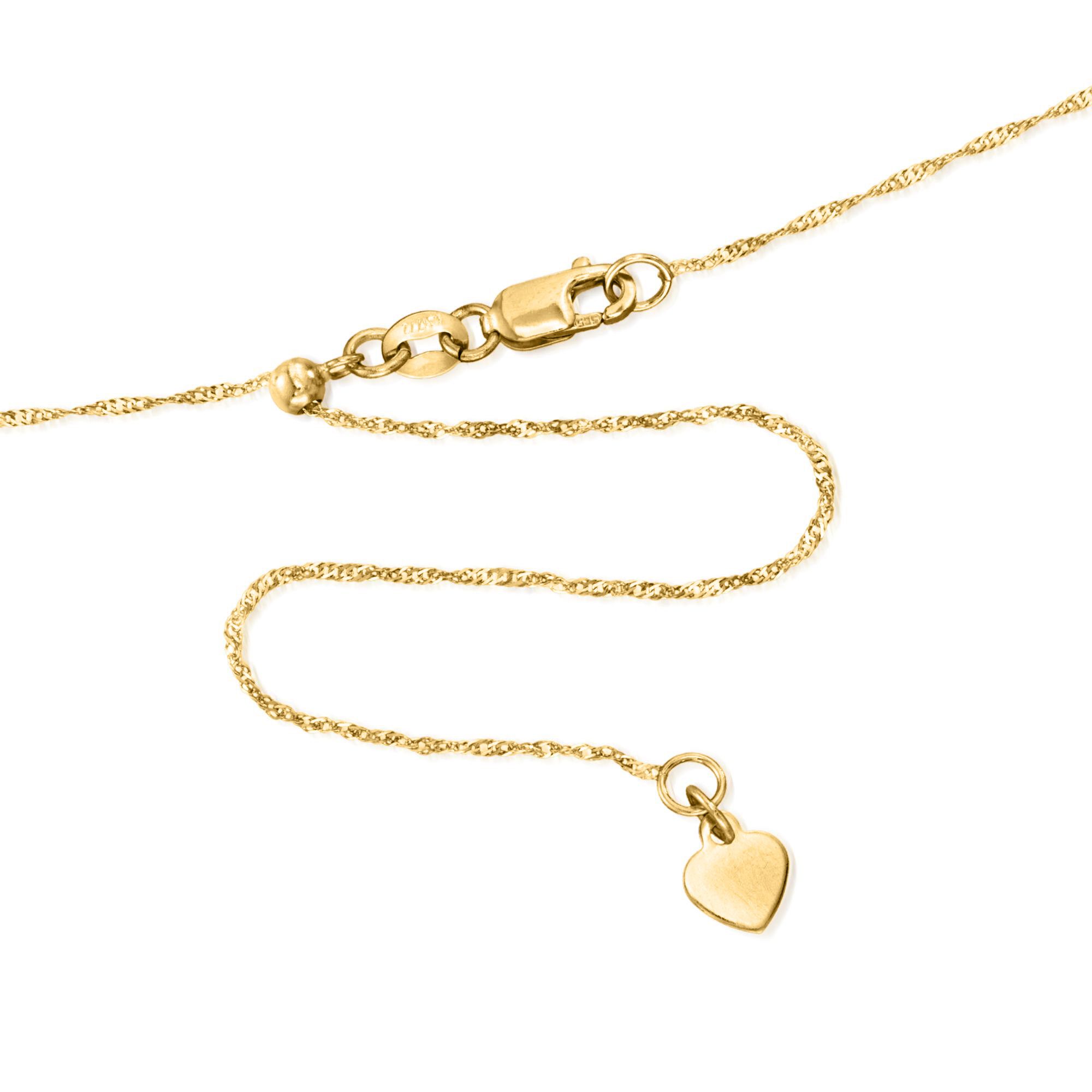 Italian .8mm 14kt Yellow Gold Adjustable Singapore-Chain