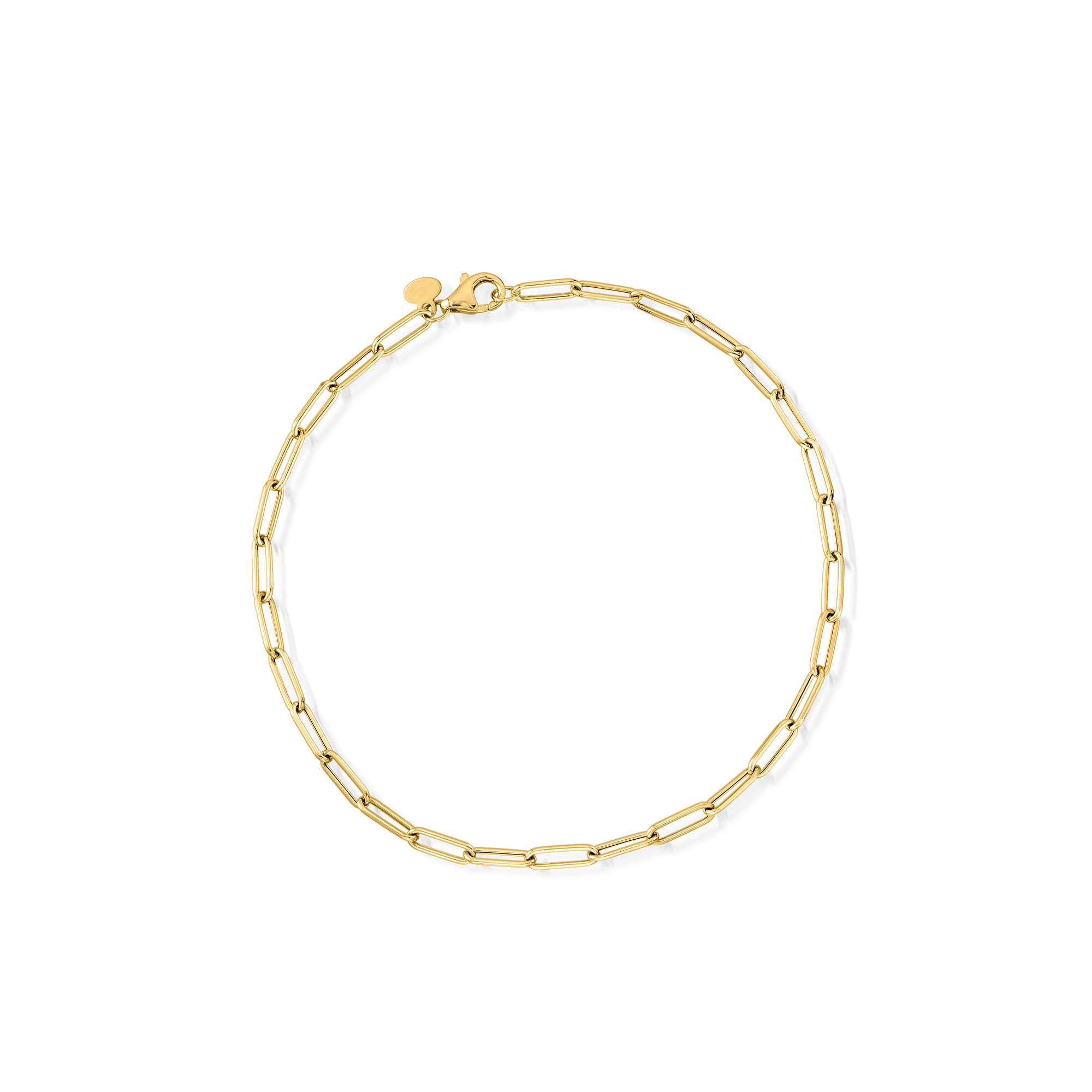 Italian 14kt Yellow Gold Paper Clip Link Anklet. 9