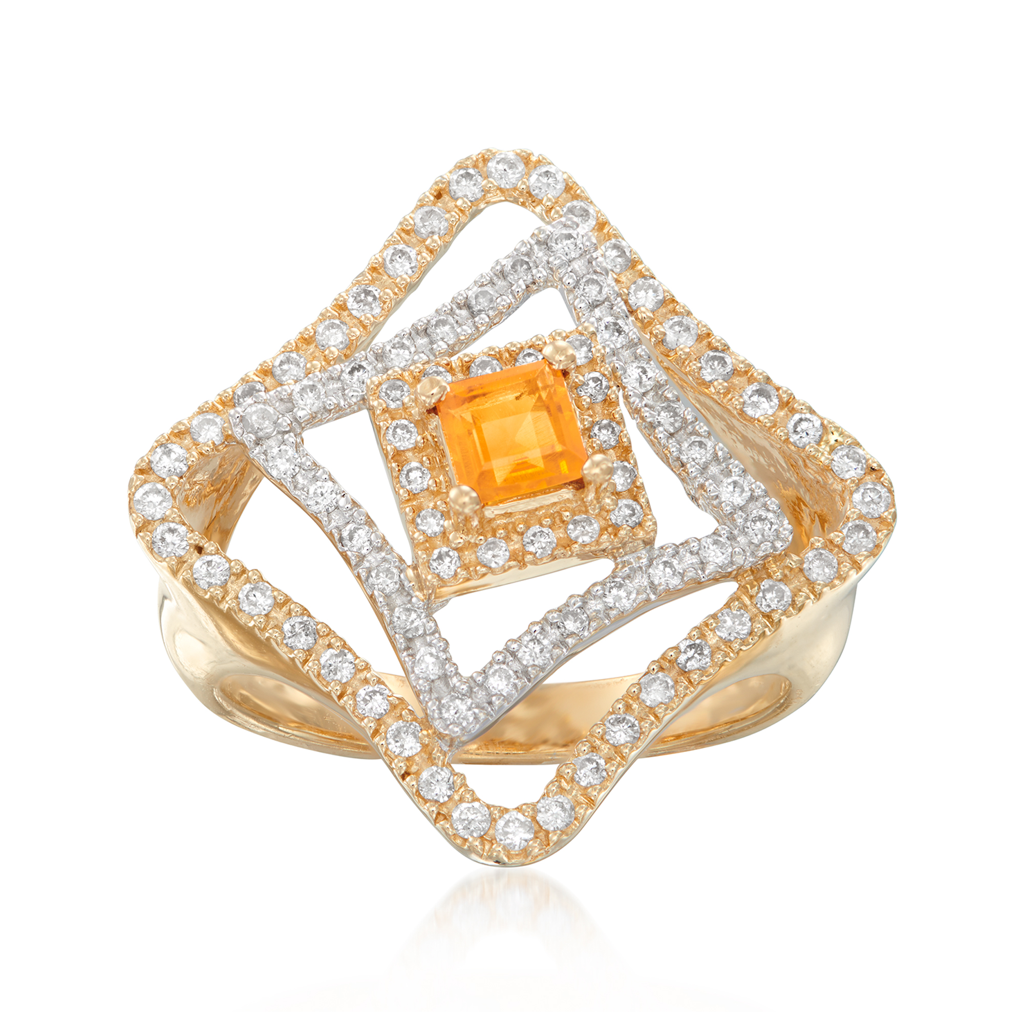 30 Carat Citrine and .52 ct. t.w. Diamond Open-Space Ring in 14kt