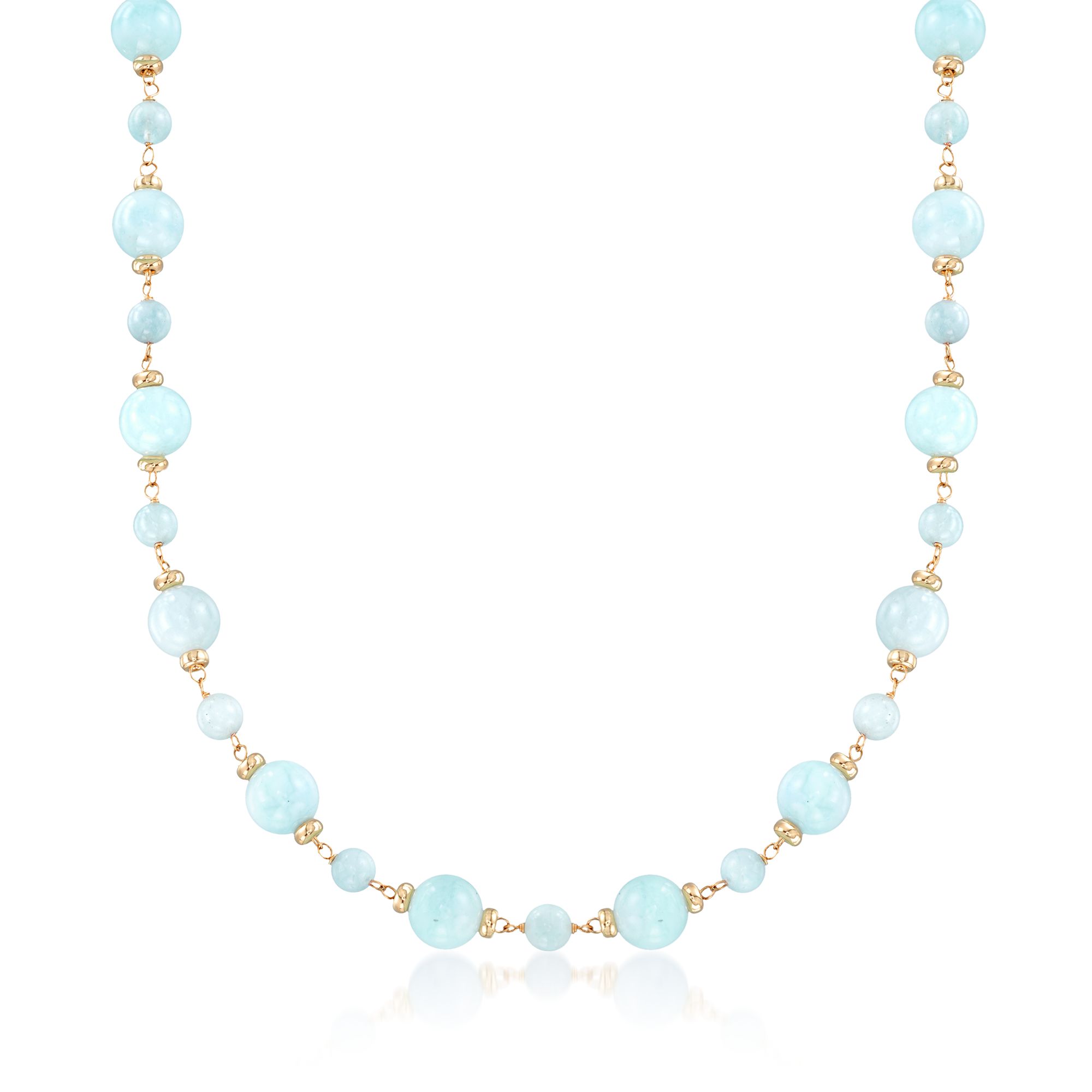 Milky Aquamarine Station Necklace in 14kt Yellow Gold | Ross-Simons