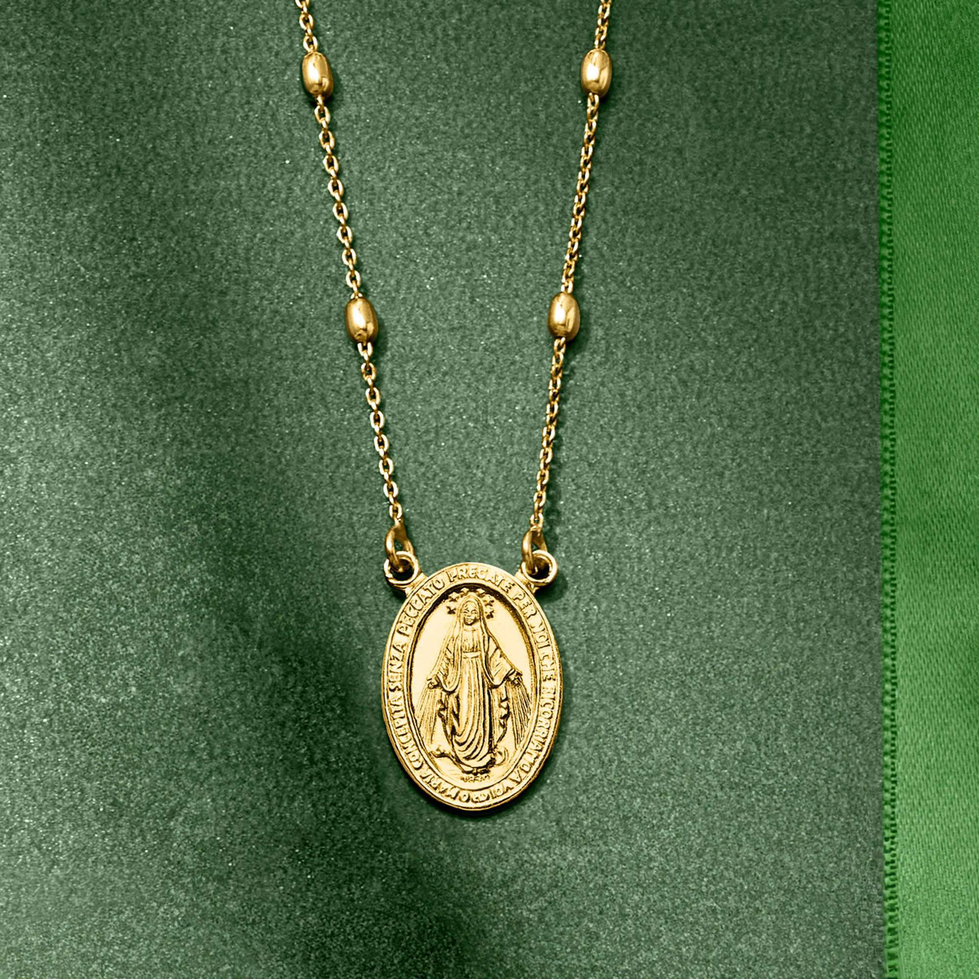 Italian 18kt Gold Over Sterling Miraculous Medal Bead
