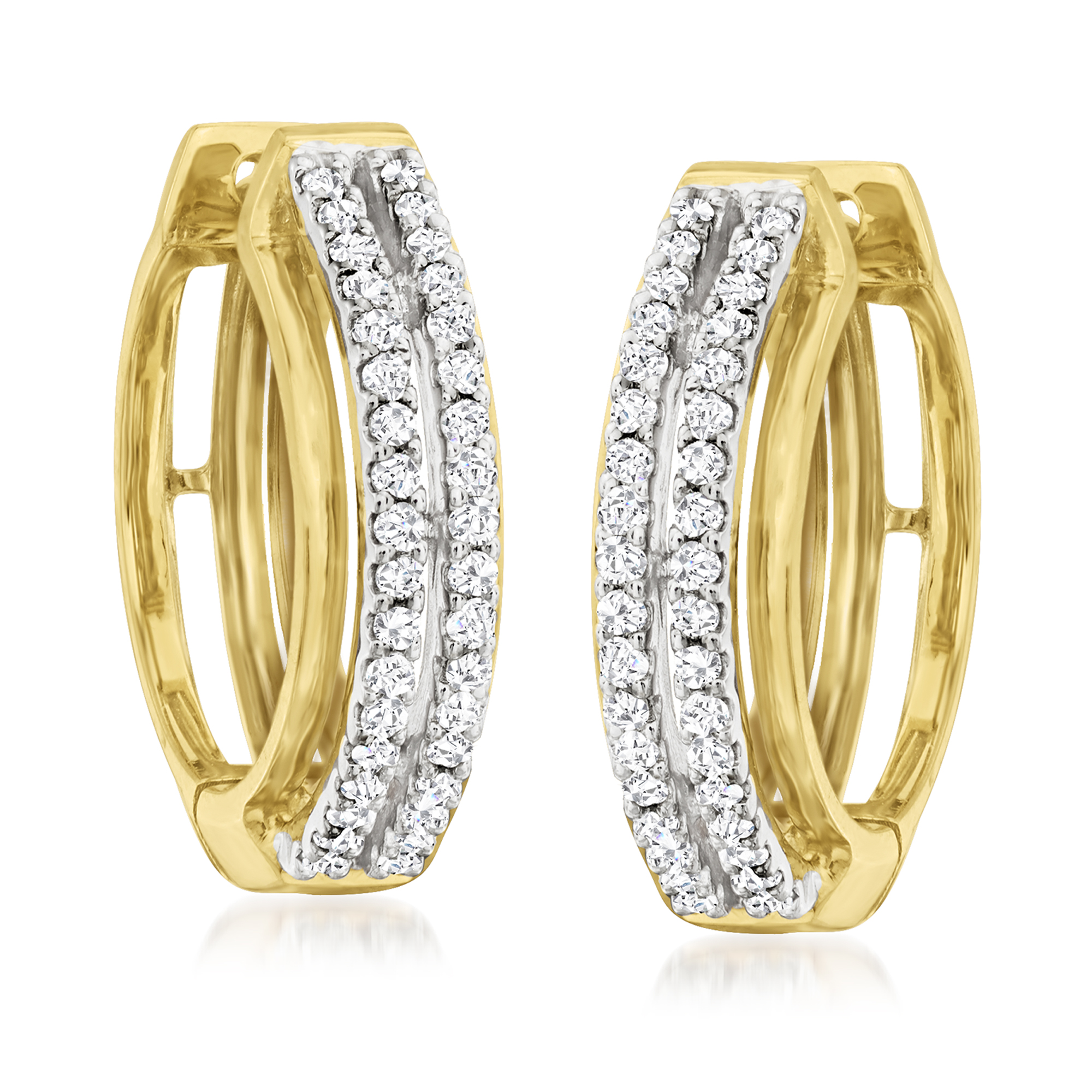 ピアス [VINTAGE HOLLYWOOD] Two-tone Ring Earrings Luna Link Mixed Metal Two-Tone Earrings – Retro-Chic Circle